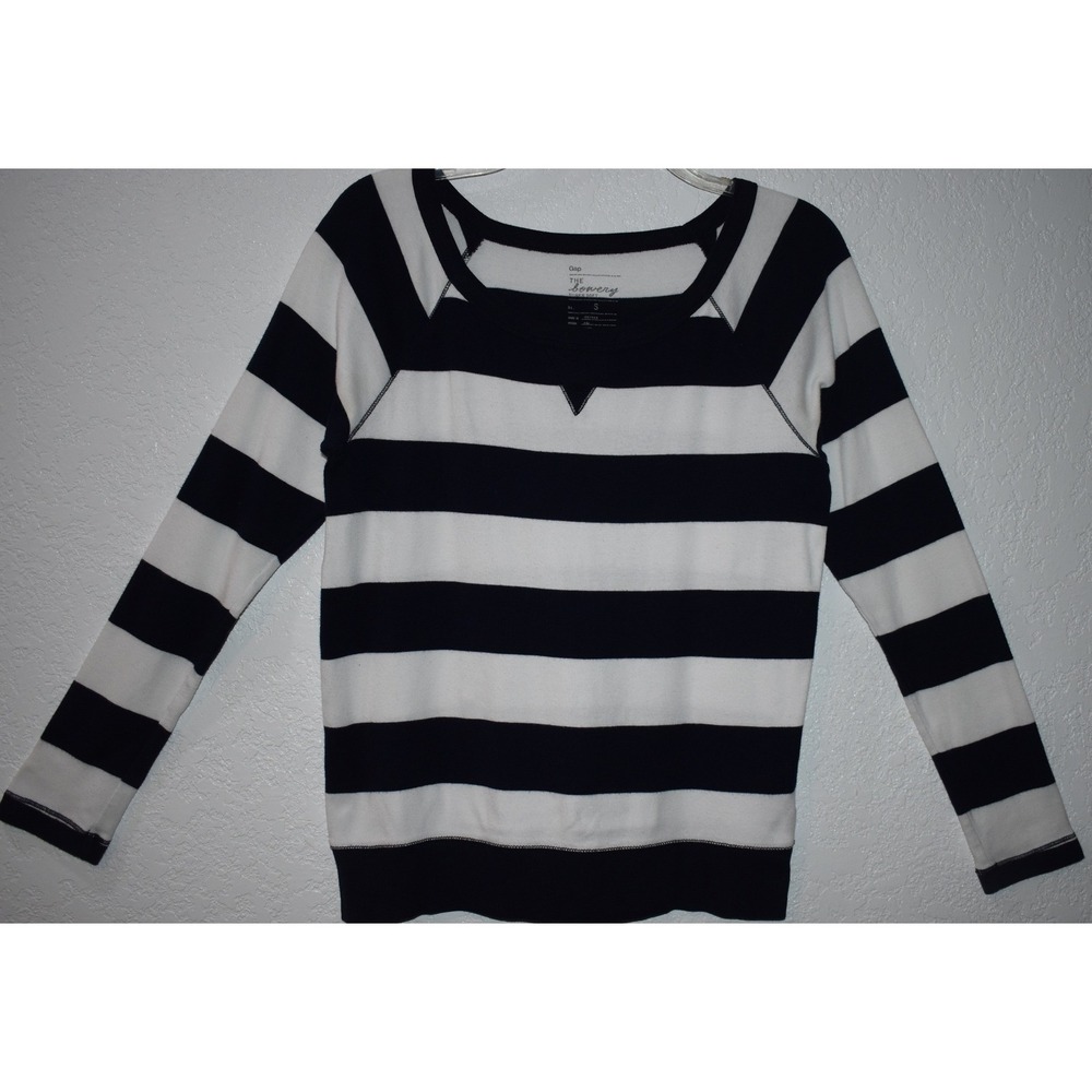 Gap‎ S The Bowery Super Soft Navy White Striped Pima Cotton Modal Top 918149-00